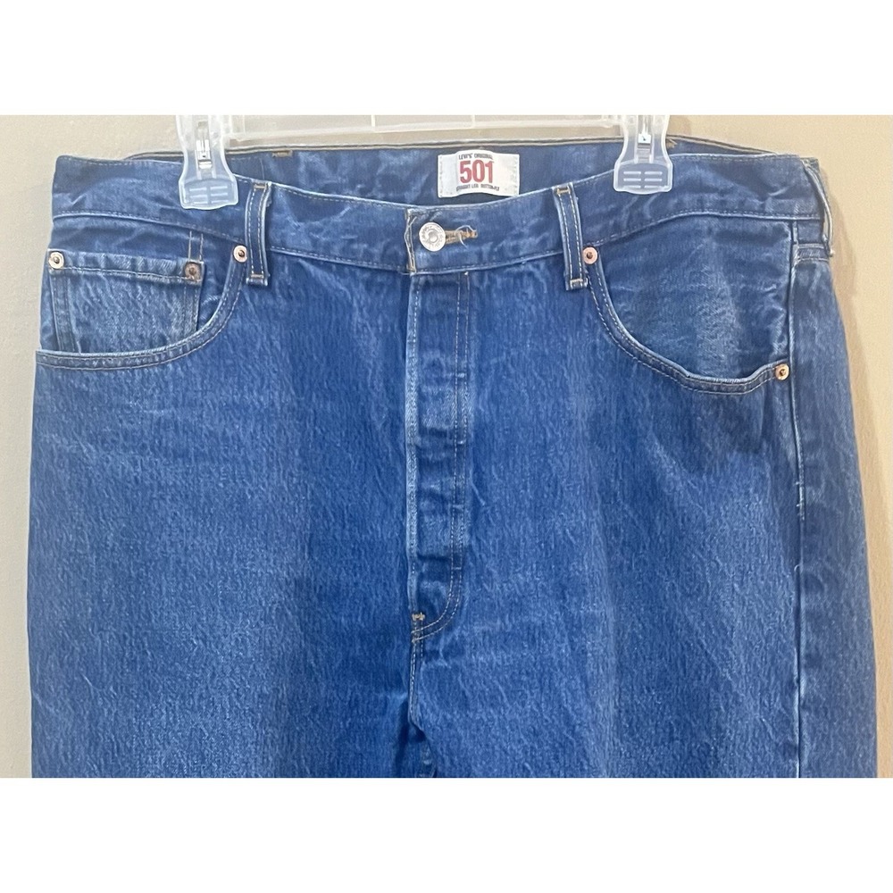 VTG Y2K 2009 Levis 501 Jeans Men 38x31‎ Rigid Indigo Shrink to Fit Raw Mexico - Picture 2 of 11